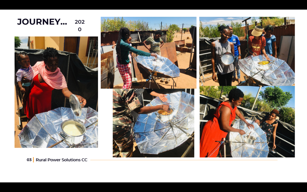 People cooking on a solar cooker