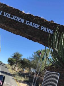 Entry sign to Daan Viljoen game park.