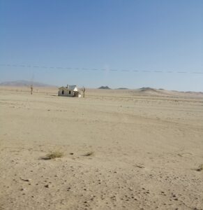 Old railway station in the desert.