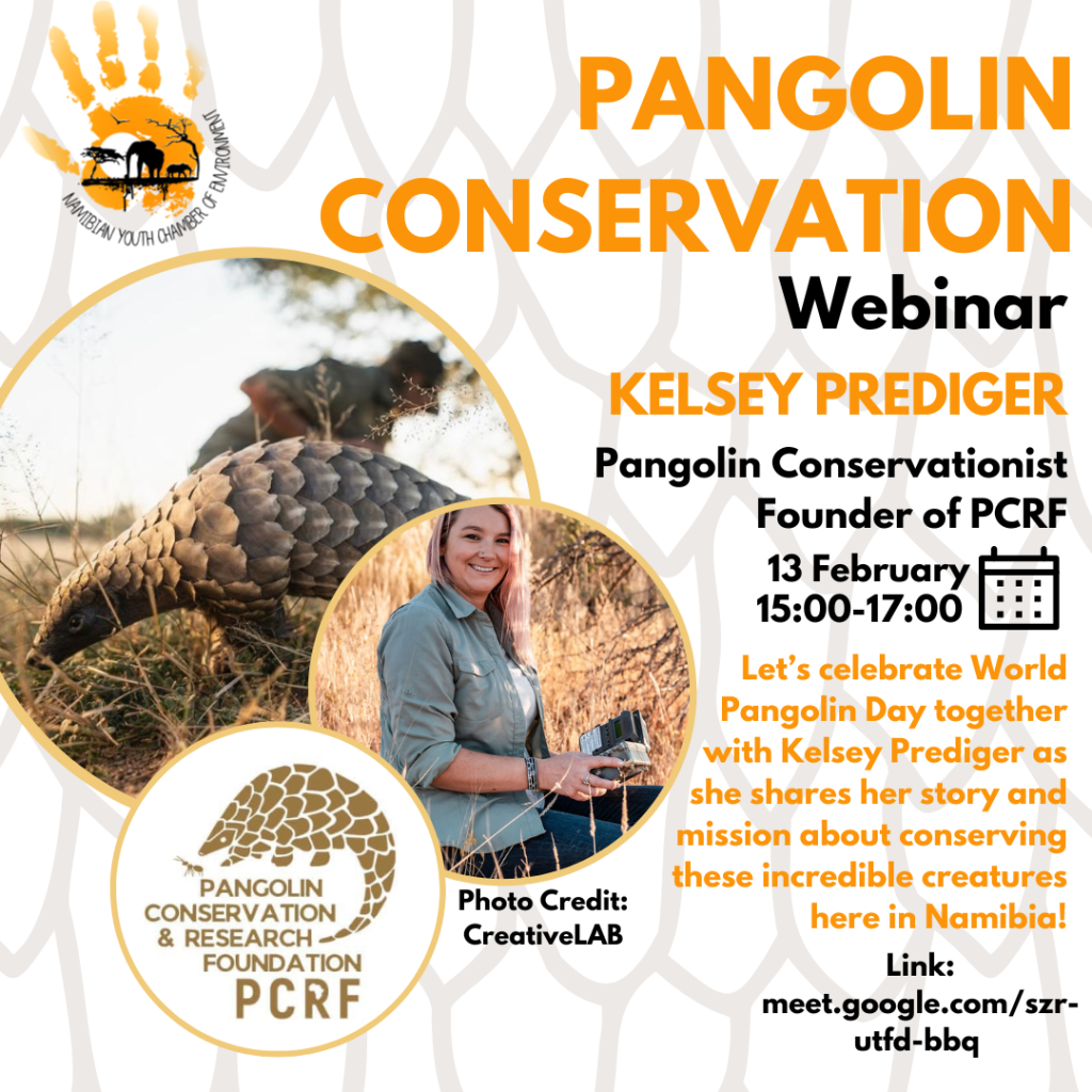 Webinar ad with a pangolin and a lady on it