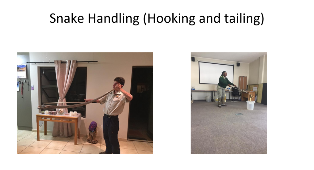 Hooking and tailing snake demonstration